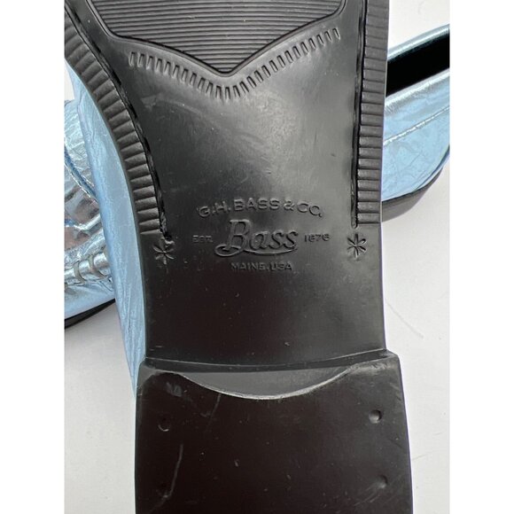 G.H. Bass Weejuns Originals Women's Wrinkled Metallic Blue Penny Loafers Size 6M - Picture 10 of 12